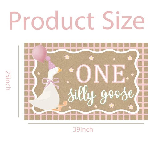 Goose Pink Banner for One Silly Goose Birthday Decor Girl Pink Silly Goose First Birthday Backdrop for Girls First Birthday