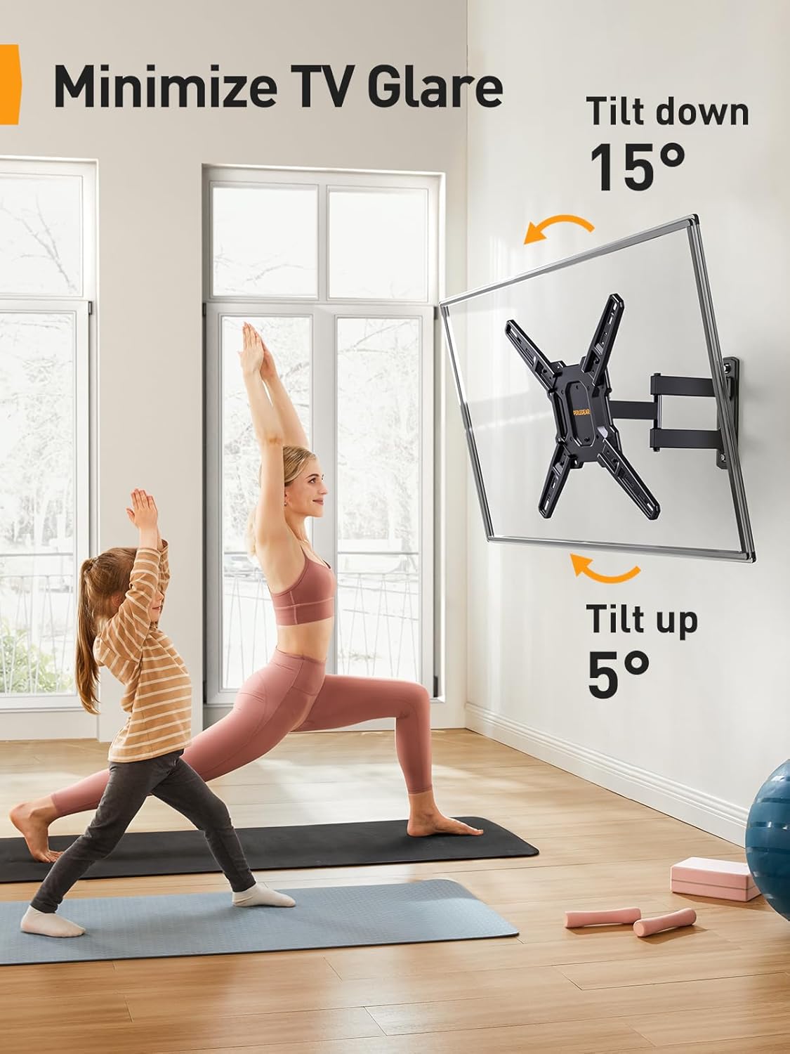 Perlegear Full Motion TV Mount - Articulating Bracket for 26-65 Inch TVs | Tool-Free Tilt & Swivel, Max VESA 400x400mm
