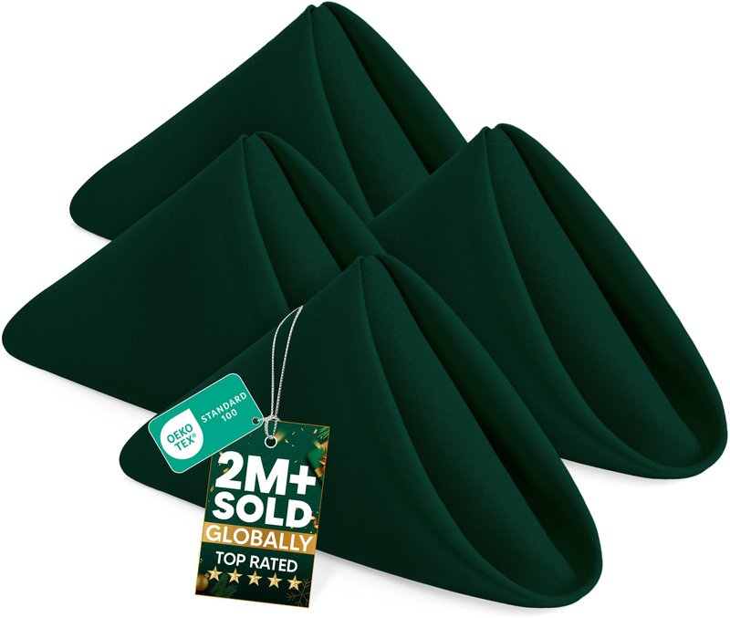 Utopia Home [24 Pack, Hunter Green] Cloth Napkins 17x17 Inches, 100% Polyester Hemmed Edges, Washable and Reusable Ideal for Parties, Weddings and Dinners