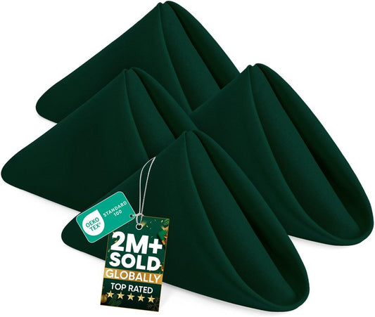 Utopia Home [24 Pack, Hunter Green] Cloth Napkins 17x17 Inches, 100% Polyester Hemmed Edges, Washable and Reusable Ideal for Parties, Weddings and Dinners