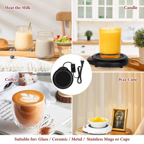 Dialan's Candle Warmer Wax Melter, Warmer Plate for Candle Jar, Wax Cubes Melter, Warmer Plate, Electric Coffee Mug Warmer, Tea or Various Beverages Warmer, for Home, Office Desk, etc(Black)