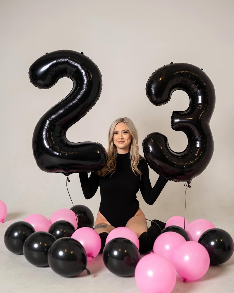 IWERP Number 2 Balloon, Black, 40 Inch, Unisex, Birthday Decorations, All Ages, Reusable, Self Sealing, Foil Mylar