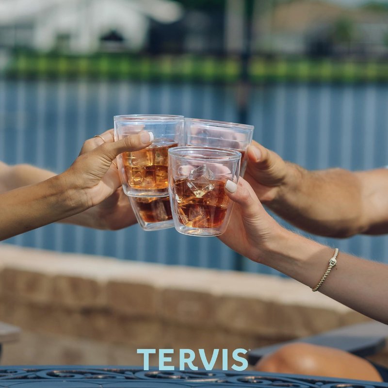 Tervis Clear & Colorful Tabletop 12oz Made in USA Double Walled Insulated Tumbler Travel Cup Keeps Drinks Cold & Hot, 12oz, Clear