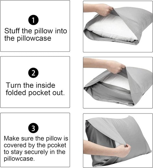 FLXXIE Pillow Cases - Soft Microfiber Queen Pillow Covers | Wrinkle Resistant, 2-Piece Set, Dark Grey 20x30