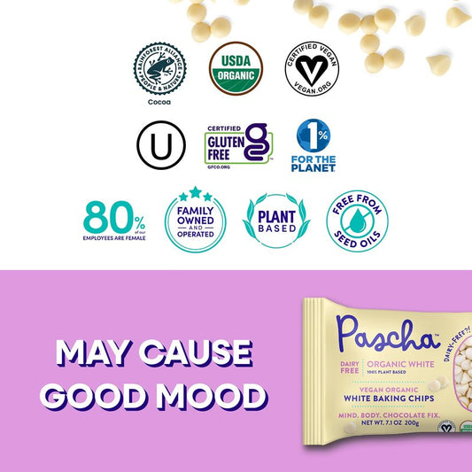 Pascha, Organic White Rice Chocolate Baking Chips, 7.1 Ounce