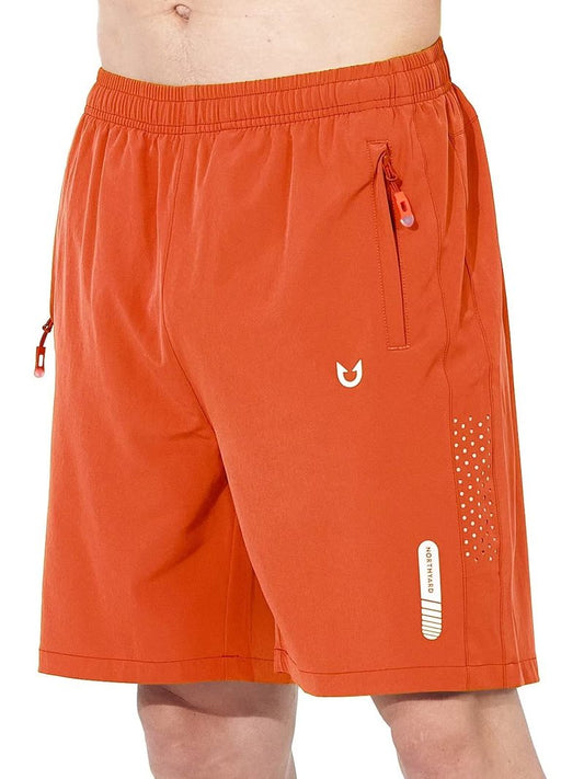 NORTHYARD Men's Athletic Running Shorts Gym Workout 7"/9"/5" Quick Dry Lightweight Sports Basketball Tennis 3 Zipper Pockets Orange 2XL