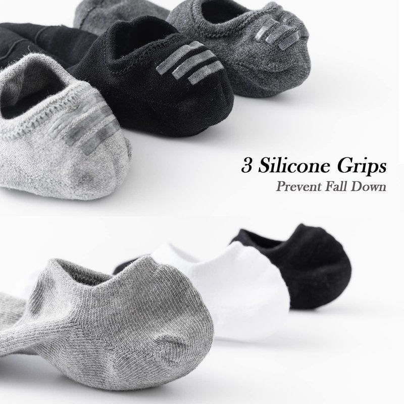 JORMATT 6 Pairs Mens & Women No Show Socks Non-Slip, Athletic Sneaker Cotton Invisible Low Cut Socks for Mens Shoe Size 6-10