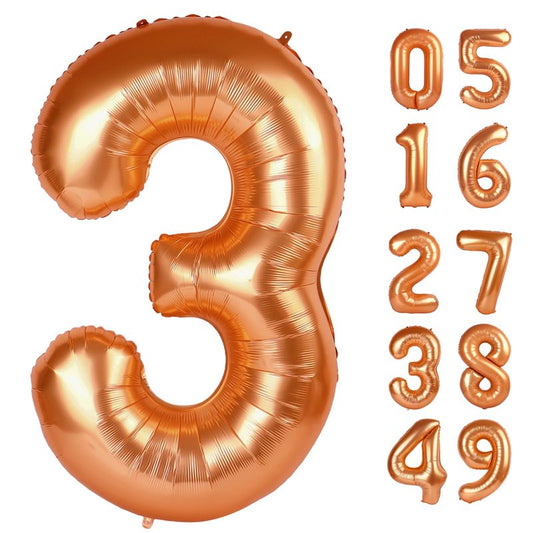 Orange 3 Balloon, Number Balloon 40 Inch, 3rd Three Year Old Birthday Deco, Orange Party Supplies for Party Decorations, Number 3 Balloon