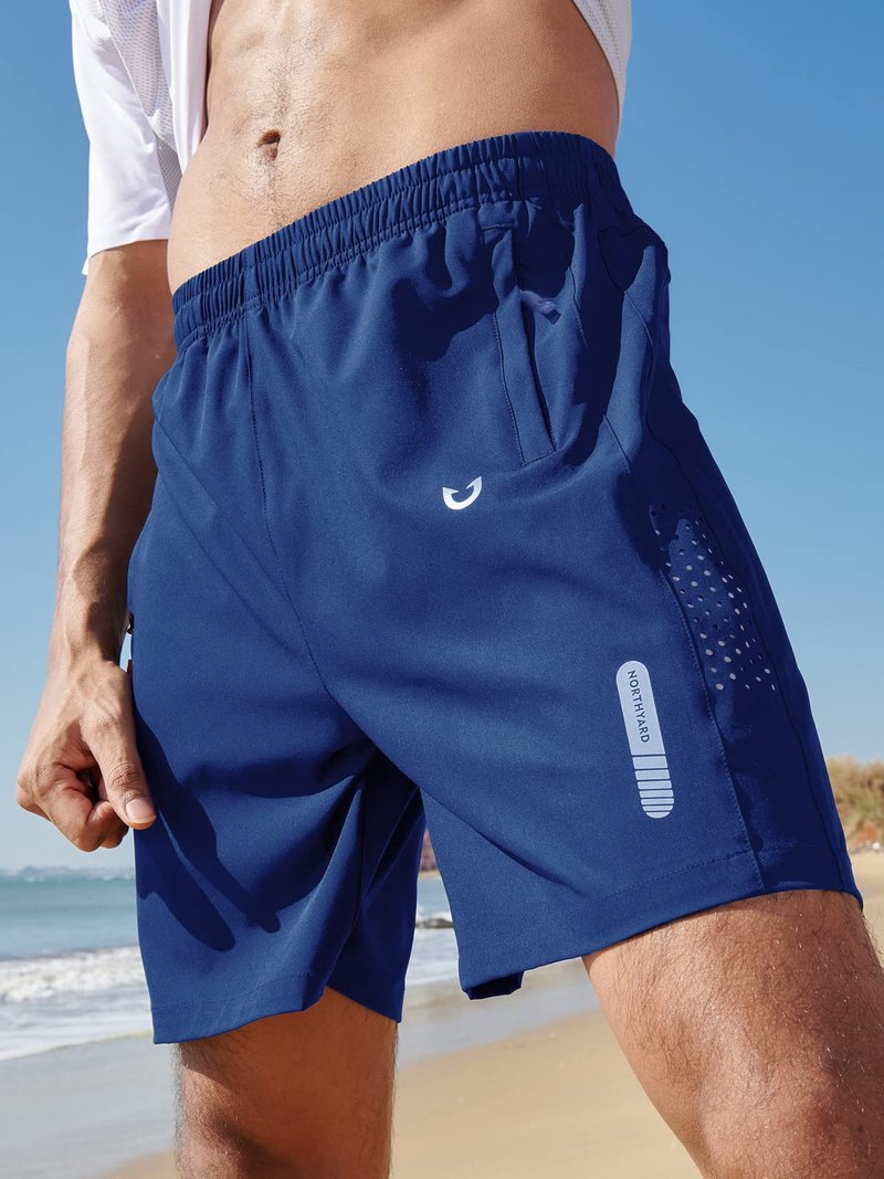 NORTHYARD Men's Athletic Running Shorts Gym Workout 7"/9"/5" Quick Dry Lightweight Sports Basketball Tennis 3 Zipper Pockets RoyalBlue M