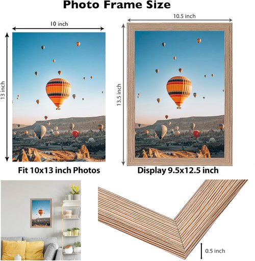 JCJMY 10x13 Rustic Brown Picture Frame - Versatile Wall Mounting for Horizontal or Vertical Display