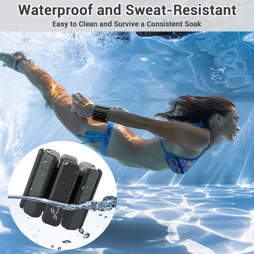 Sportneer Wrist & Ankle Weights for Women Men - 1 Pair (1 lb/2 lb Each) | Adjustable Weighted Bracelet Silicone Bangles for Yoga, Dance, Pilates, Cardio, Aerobics, Gym, Pool Exercises and Jogging (Polar Night Black, 2 LBS x 2)