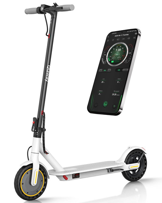 Qlaway Electric Scooter for Adults, 350W Motor, Top Speed 19Mph(31km/h), Max 22 Miles Ranges, 350W Motor, 8.5" Solid Tires, Aluminum Alloy Folding E Scooter with Dual Braking/APP Control