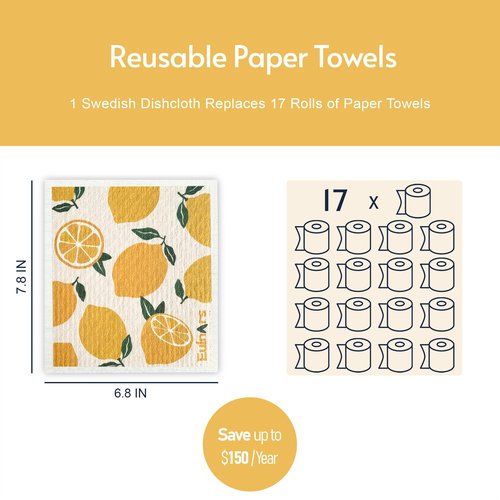 Eulnars Swedish Dishcloths for Kitchen, 10 Pack Reusable Paper Towels Washable, Soft Dish Towels for Kitchen, Super Absorbent Dish Cloths for Washing Dishes, Housewarming Gifts