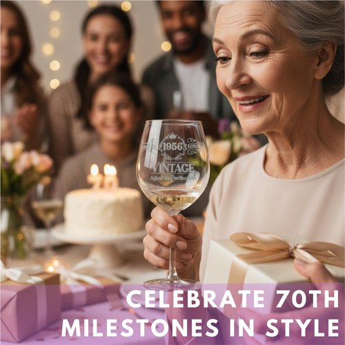 Engraved 70th Wine Glass 16 Oz, 70th Birthday Gifts For Women, 70 Birthday Decorations, Funny 70 Bday Gifts Idea For Her, Ladies, Sister, Mom, Grandma - Turning Seventy Present