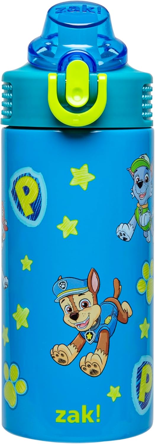 Zak Designs PAW Patrol Kids Water Bottle - 14oz Stainless Steel with Straw & Leak-Proof Spout | Sage Color