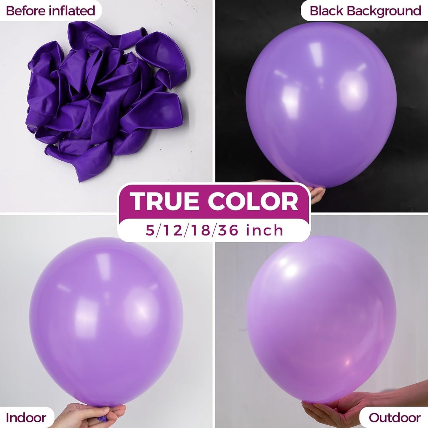 Bezente Purple Balloons - 150 Pack 5-Inch Matte Latex Helium Balloons for Parties & Events