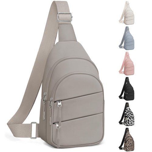 Crossbody Bags for Women, Sling Bag for Men, Small Hiking Backpack Anti Theft Lightweight for Outdoors Travel (M, Khaki)