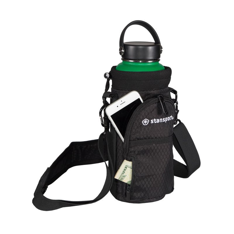 Stansport Insulated Bottle Carrier with Strap (1008-20) - Perfect for Tumblers and Water Bottles 32oz and 40 oz - Black