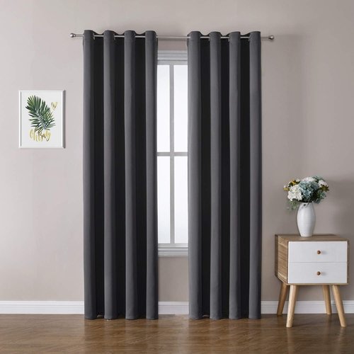 ChrisDowa Blackout Curtains - 90-Inch Thermal Insulated Grommet Panels Set | Dark Grey, 2 Panels for Living Room & Bedroom