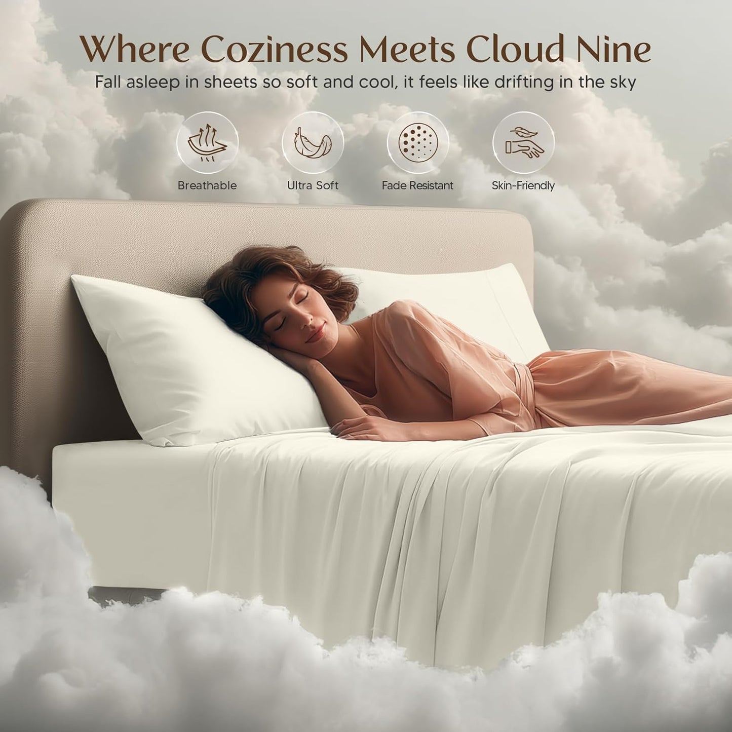 Utopia Bedding Queen Size Sheet Set - Soft, Breathable Microfiber | 4-Piece Ivory Bed Sheets