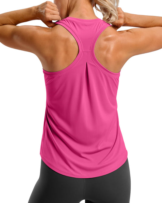 G Gradual Women's Workout Tank Tops Racerback Athletic Yoga Tops Loose Fit Sleeveless Running Gym Sports Shirts for Women(Magenta,M)