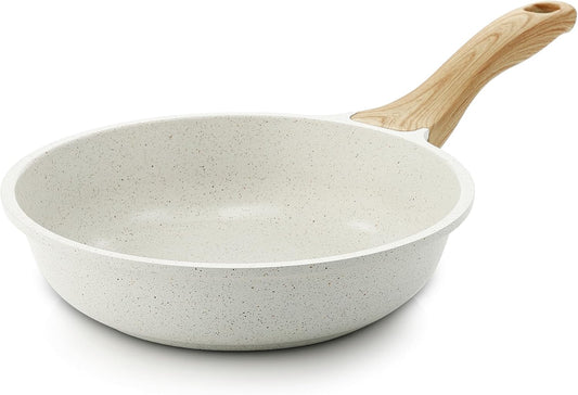 SENSARTE Nonstick Ceramic Frying Pan - 8-Inch Healthy Omelet Skillet | Induction Compatible, PFAS-Free, White
