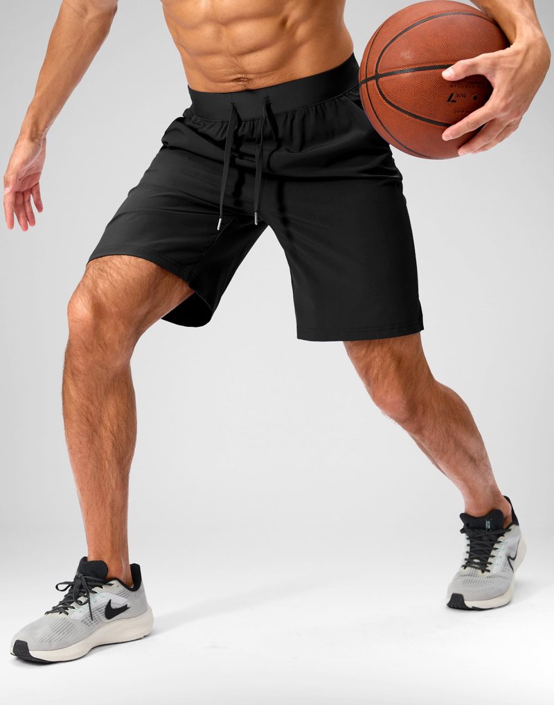 Soothfeel Men's Running Shorts with Zipper Pockets 9 Inch Lightweight Quick Dry Gym Sports Athletic Workout Basketball Shorts for Men (Black, XXL)