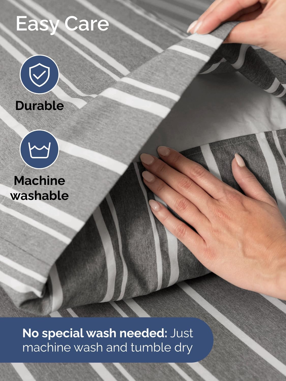 Skiennix Extra Deep King Sheet Set - 6 Piece Breathable Cooling Bedding - Soft Wrinkle-Free Grey Stripes