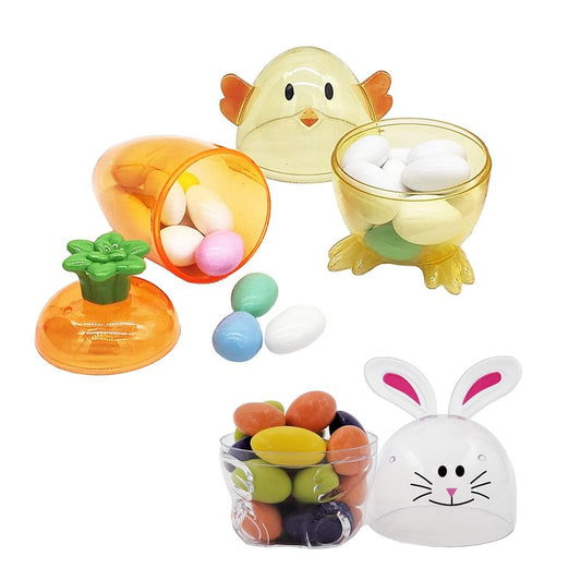 The Dreidel Company Fillable Easter Carrots, Bunny, and Chick 6-Pack Containers, Perfect Characters for Easter Egg Hunt, Basket Stuffers Filler, Surprise Carrot, Classroom Price Supplies, Party Favor