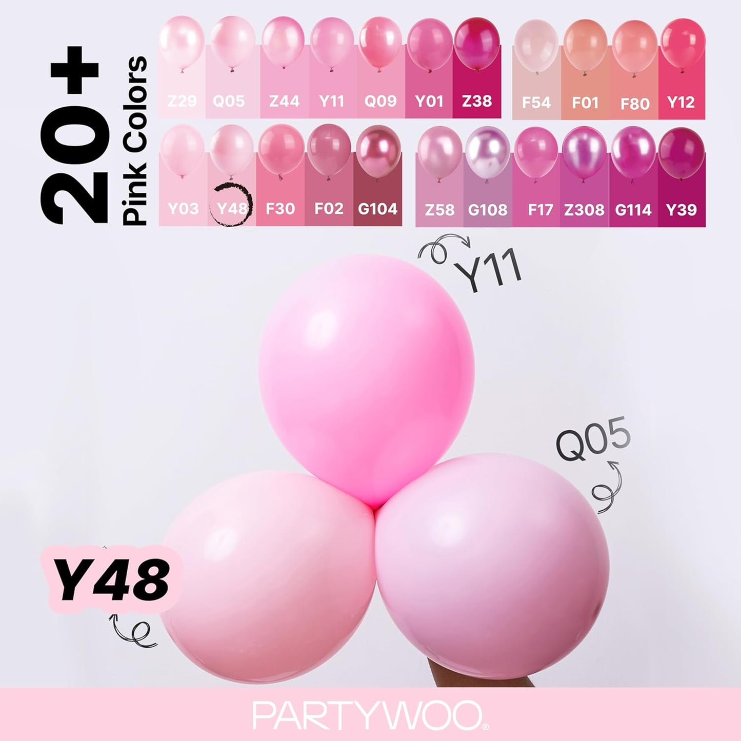 PartyWoo Light Pink Balloons - 120-Piece Pastel Balloon Arch Kit for Baby Showers & Birthdays | 5-18 Inch Sizes