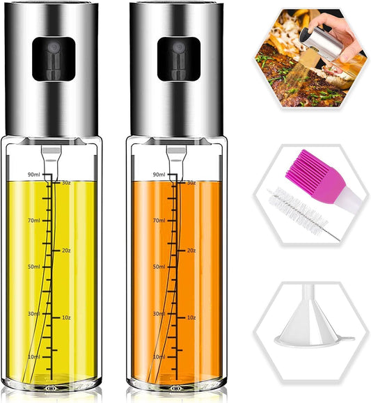 NORBASE Oil Sprayer - Upgraded Refillable Olive Oil Spray Bottle Mister | 2 Pack for Cooking & BBQ