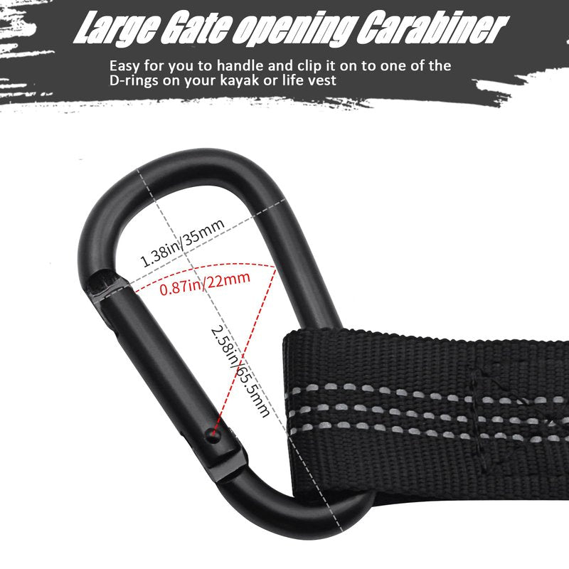 KOETSU Stretchable Kayak Paddle Leash - Elastic Bungee Cord with Quick-Release Clip, Adjustable Floating Rope for Kayak, Canoe, SUP, Paddleboard Accessories（Black）