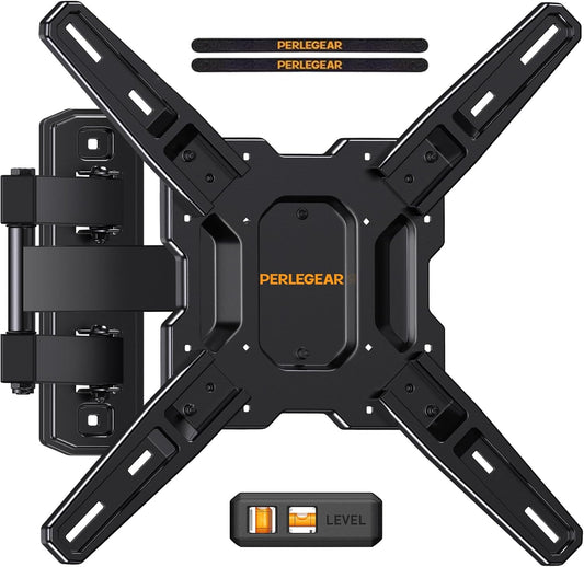 Perlegear Full Motion TV Mount - Articulating Bracket for 26-65 Inch TVs | Tool-Free Tilt & Swivel, Max VESA 400x400mm