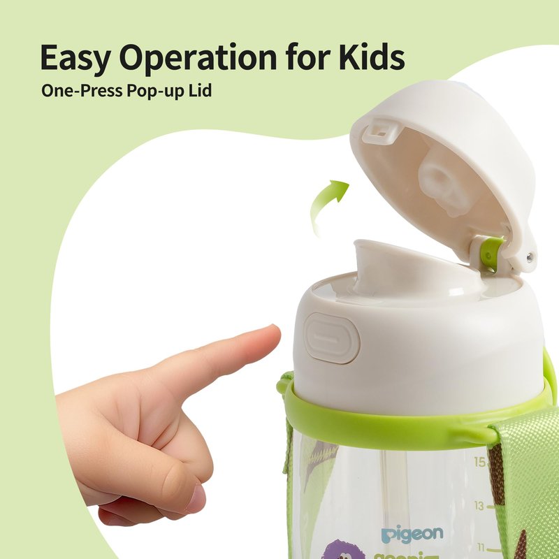 Pigeon PPSU Kids Water Bottle, 17oz/500ml – Dual Spouts, BPA-Free, Leak-Proof, One-Click Lid & Adjustable Strap, Durable for School & Outdoor, Ages 3+, Talkative and Friends