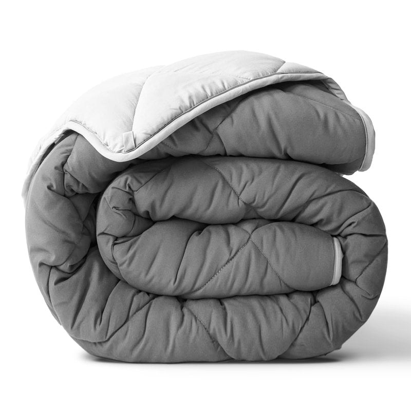 ViscoSoft King Comforter - Cloud-Soft Down Alternative Duvet Insert, All Season Cooling Lightweight Reversible Quilted Blanket for Bedroom & Guest Room, Oeko-TEX Certified, Light/Dark Gray