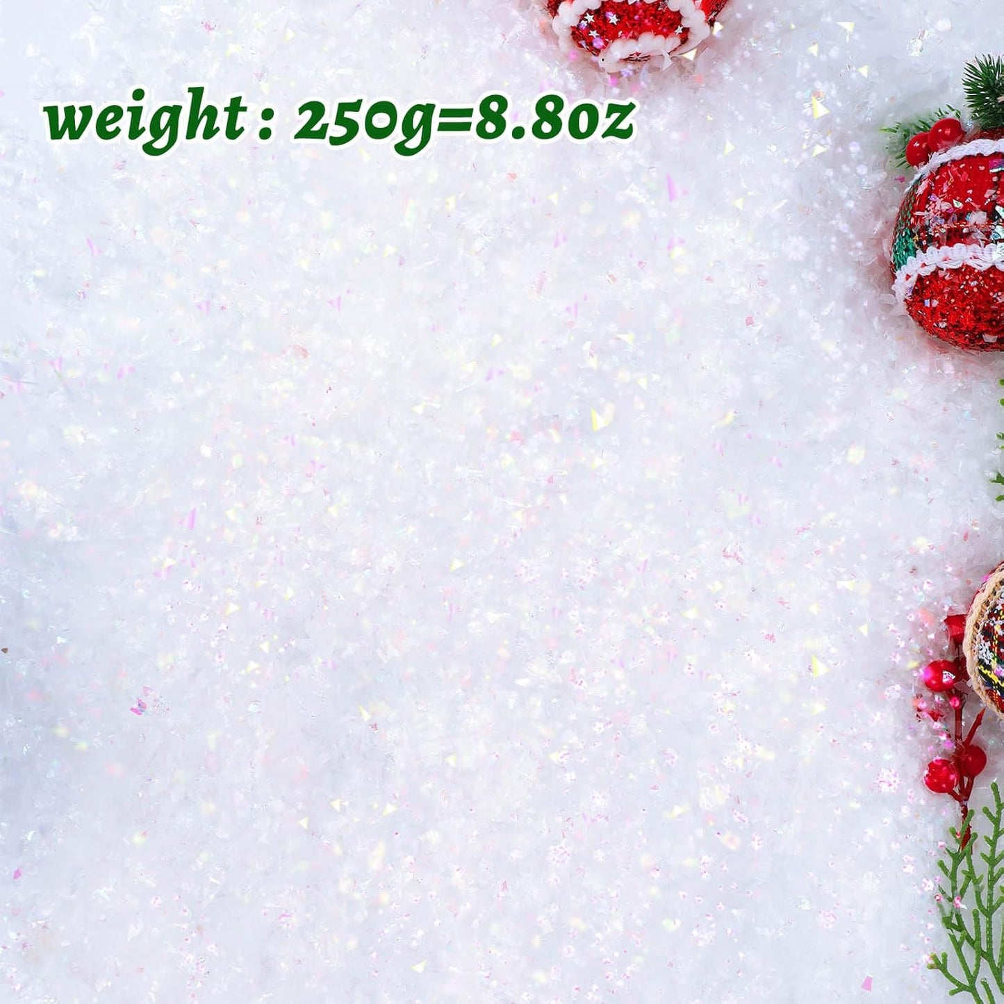 RGQSUN Artificial Flake Snow - Sparkling Fake Snow for Christmas Crafts & Party Decorations - 8.8oz