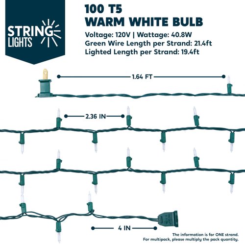 Joiedomi Clear Christmas String Lights Indoor,100 Count Mini White Fairy Light Outdoor,19.4 FT Decor for Patio Dorm Classroom Bedroom Holiday Wedding Party Garland Birthday Festival,Green Wire