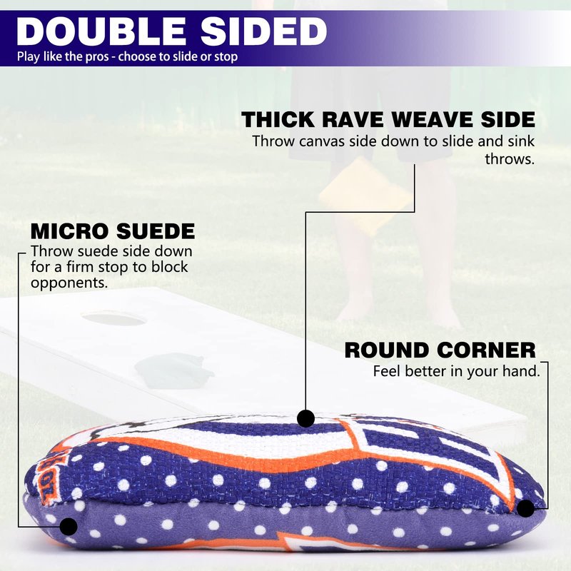 LZFAN Cornhore Bags, Bean Bags for Cornhole Set of 4 Regulation Slick and Stick Cornhole Bags, Professional Game Changer Corn Hole Bags