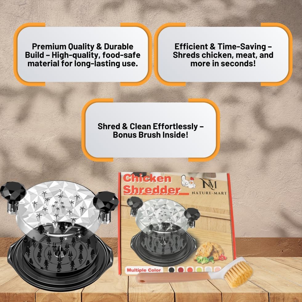 Skiennix Chicken Shredder Tool - Eco-Friendly, Ergonomic Design, BPA Free | Large Size, Black