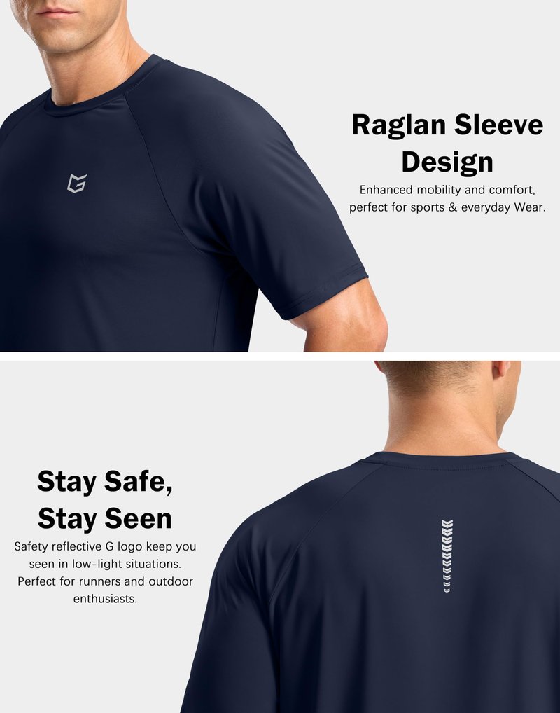 G Gradual Men's Athletic Workout T-Shirts Moisture Wicking Cooling Running Shirts Short Sleeve Performance Tee for Gym Tennis(Navy,3XL)