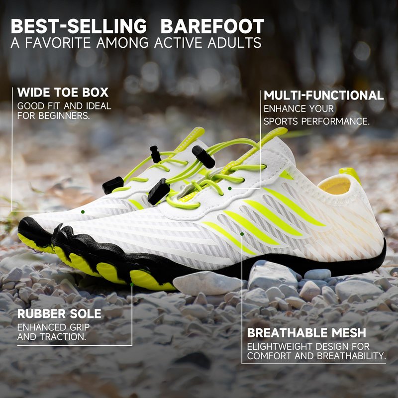 Grounded Footwear for Women Barefoot Shoes,Grounded Footwear for Mens,Hike Barefoot Shoes Womens Footwear, Comfortable Non-Slip Barefoot Vitality Shoes,Men's Women's Water Shoes Wide Toe Box Grey