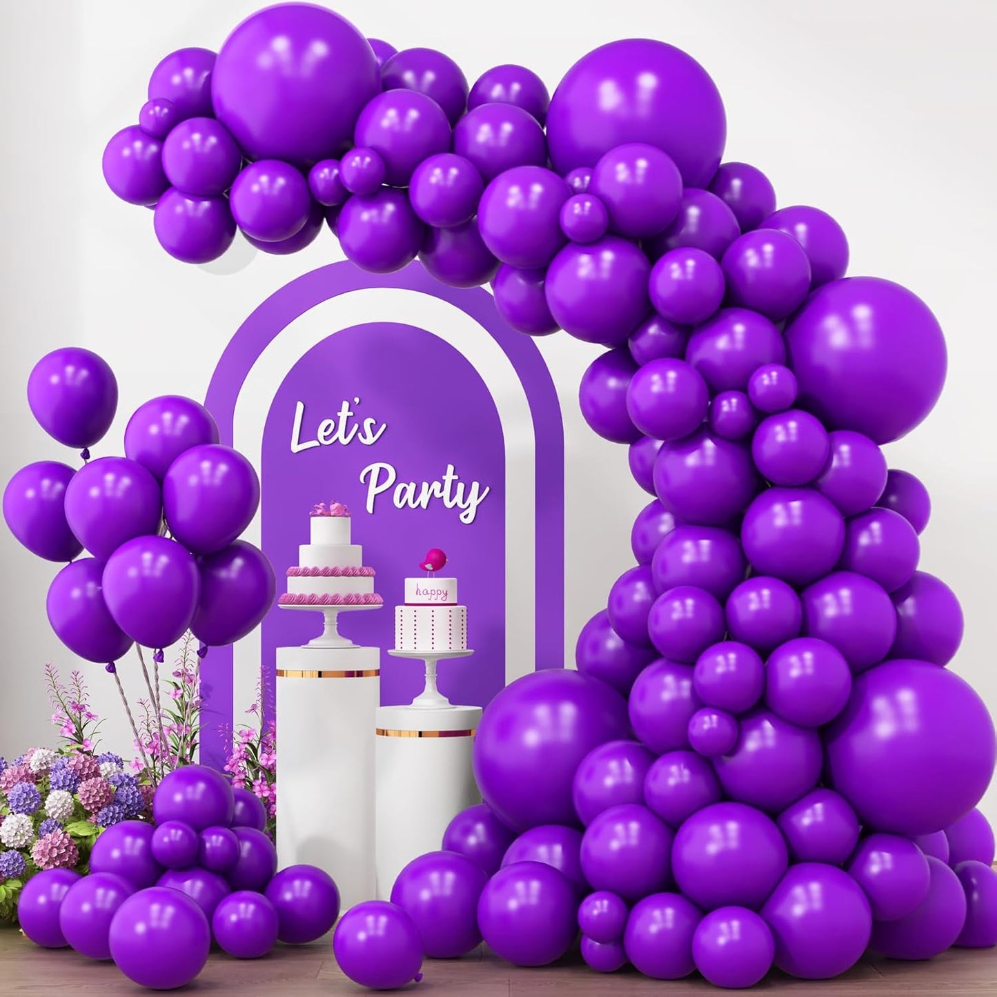 RUBFAC Dark Purple Balloon Set - 154 Pcs in Various Sizes for Parties & Celebrations | Arch Kit & Garland