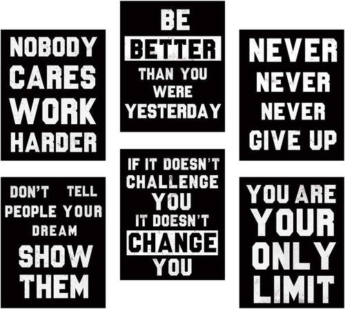 HOMANGA Inspirational Wall Art | Motivational Canvas Prints Set of 6 | 8x10 Inch Unframed Decor for College & Office