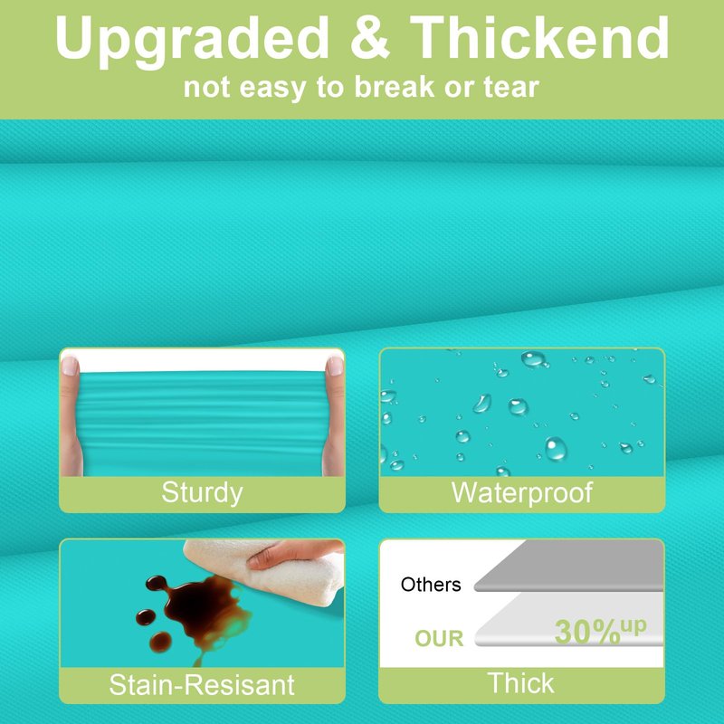 QIKSION Teal Plastic Table Cloth Disposable 2 Pack, 54 x 108 Inch Tablecloths for Easter Party, Summer, Turquoise Rectangle Table Cover
