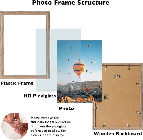 JCJMY 10x13 Rustic Brown Picture Frame - Versatile Wall Mounting for Horizontal or Vertical Display