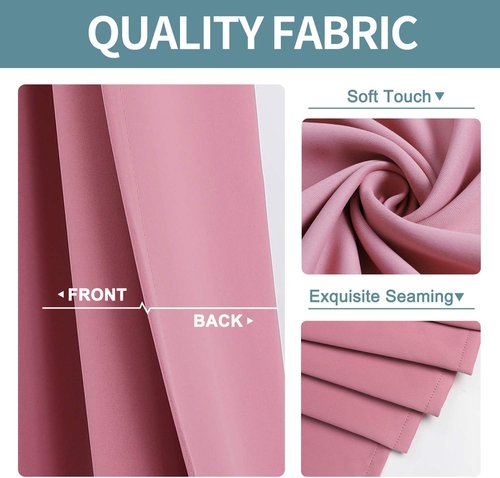 ChrisDowa Room Darkening Curtains - Thermal Insulated Blackout Panels, 90 Inches Long, Pink | 2-Panel Set