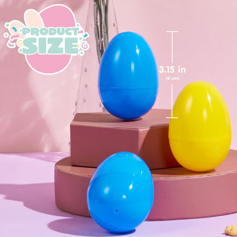 JOYIN 3.15" Easter Eggs, Fillable Plastic Eggs Empty Colorful Bright Eggshells with Hinge for Easter Hunt, Filling Treats, Party Favor, Basket Stuffers, Classroom Prize Supplies, 50 PCS