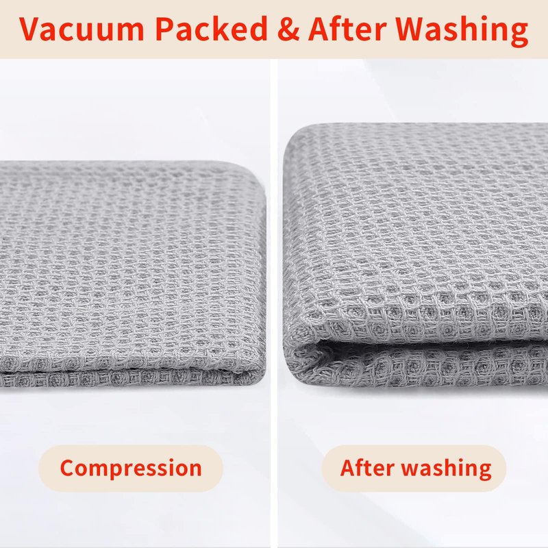 Homaxy 100% Cotton Waffle Weave Kitchen Dish Towels, Ultra Soft Absorbent Quick Drying Cleaning Towel, 20x28 Inches, 4-Pack, Light Gray