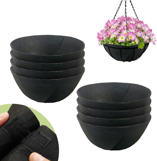 Skiennix 12-Inch Fabric Planter Basket Liners - Eco-Friendly Felt Replacement for Hanging Baskets