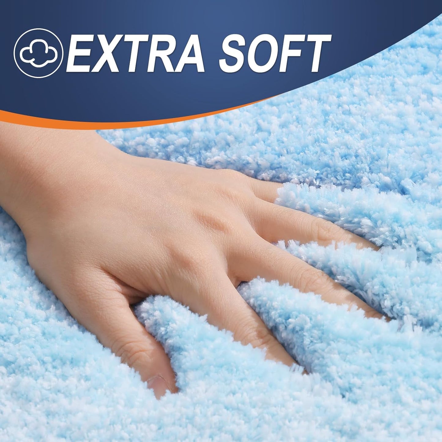 OLANLY Large Bathroom Rugs - Extra Soft Microfiber Mat 54x24 | Quick Dry & Machine Washable, Sky Blue